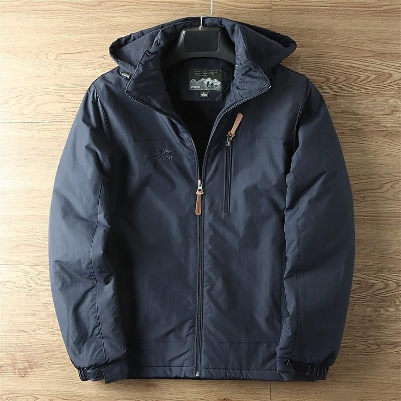 Full Zip Hooded Jacket with Insulated Lining and Adjustable Drawstring, Weather Resistant