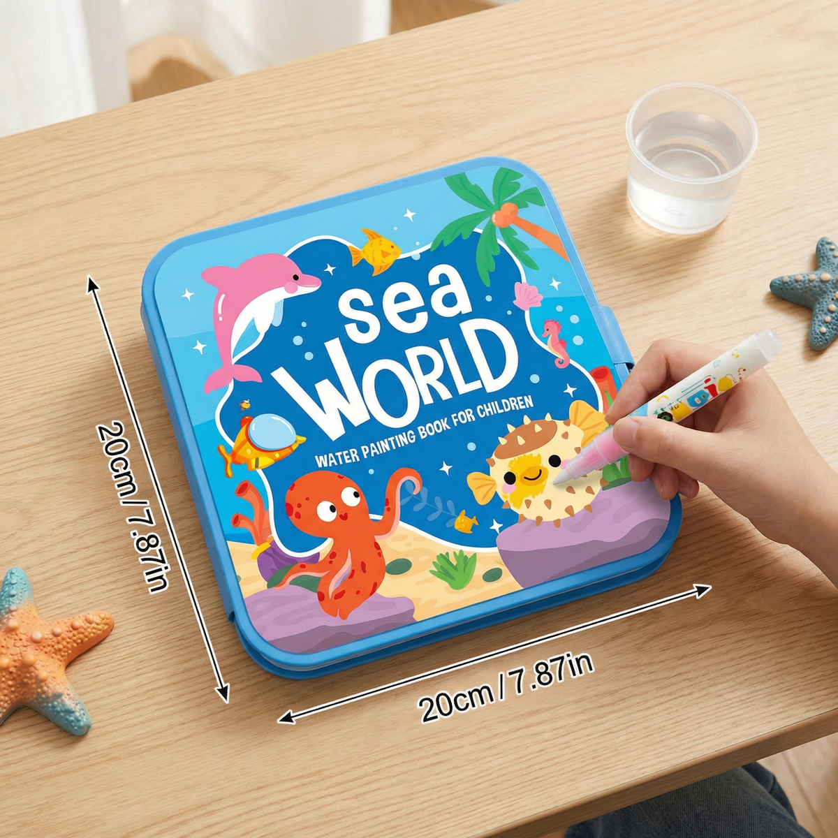 Reusable Magic Water Drawing Book with Water Pen for Mess Free Coloring in Four Styles