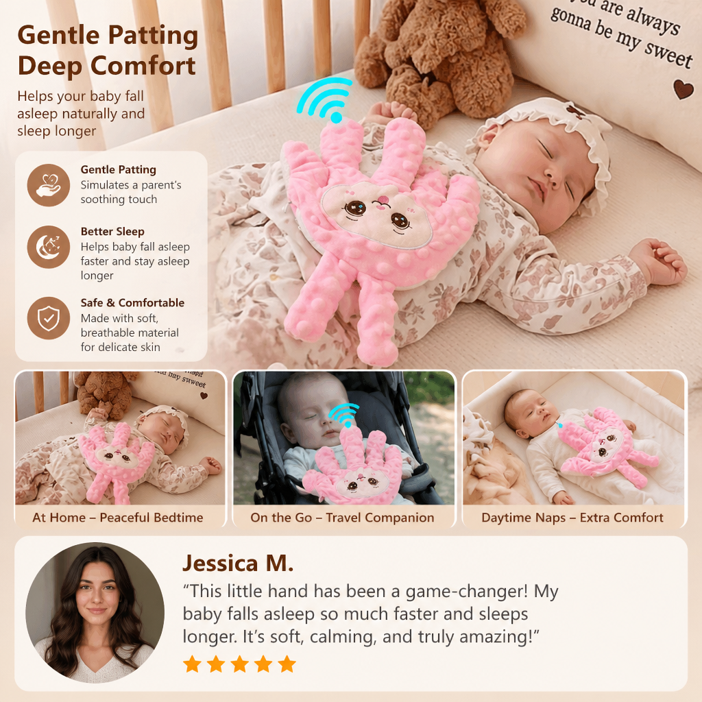Rhythmic Patting Baby Sleep Device with Adjustable Speed and Automatic Shutoff Timer