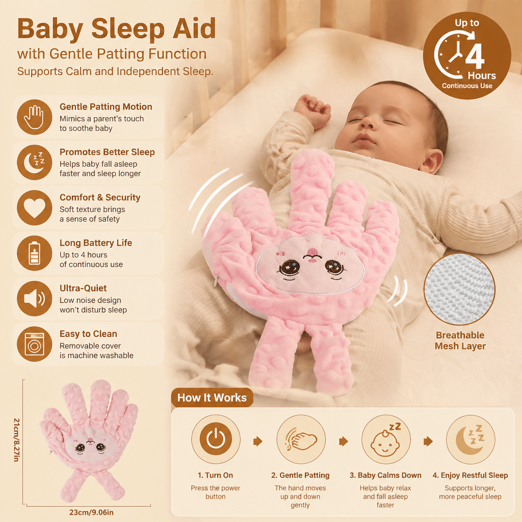 Rhythmic Patting Baby Sleep Device with Adjustable Speed and Automatic Shutoff Timer