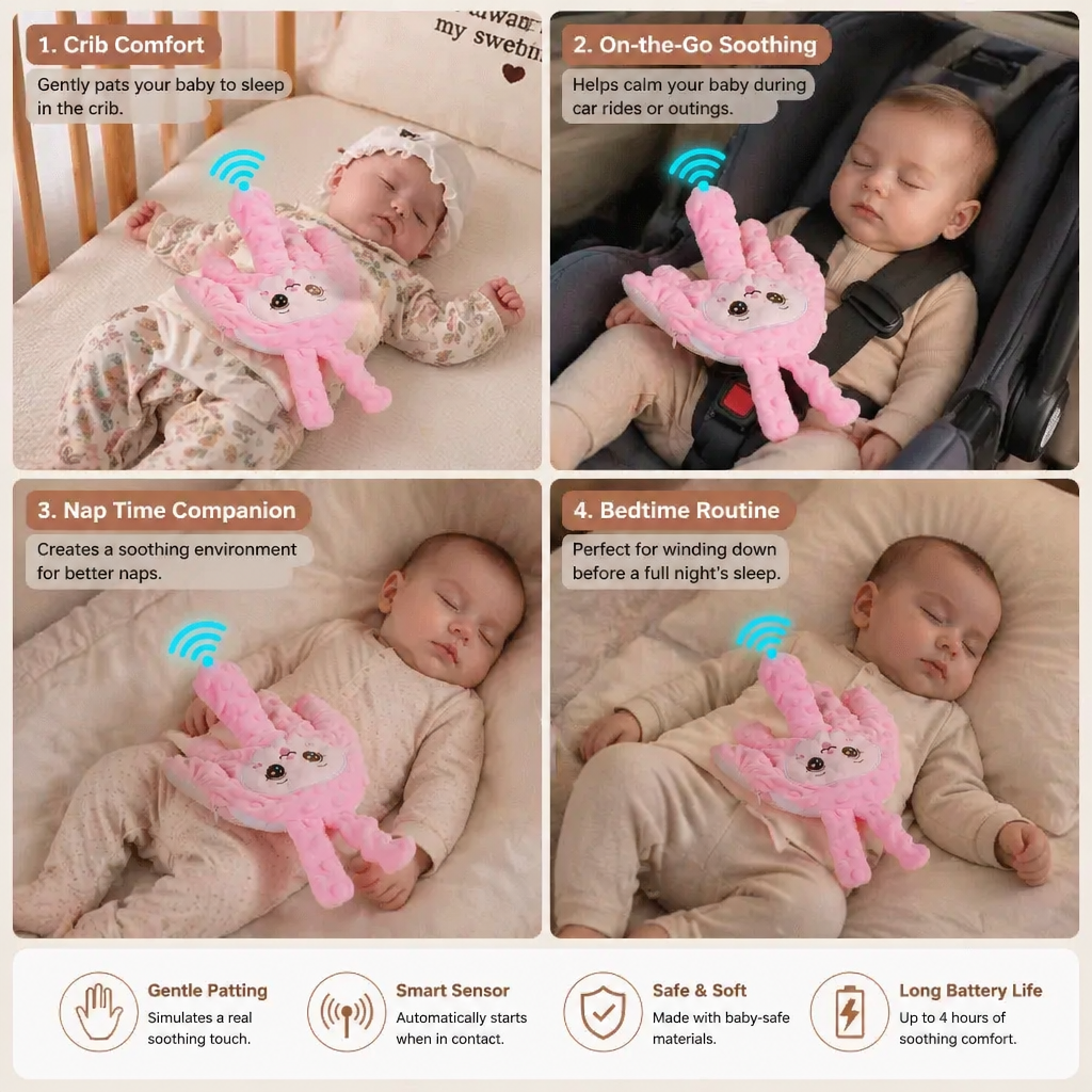 Rhythmic Patting Baby Sleep Device with Adjustable Speed and Automatic Shutoff Timer