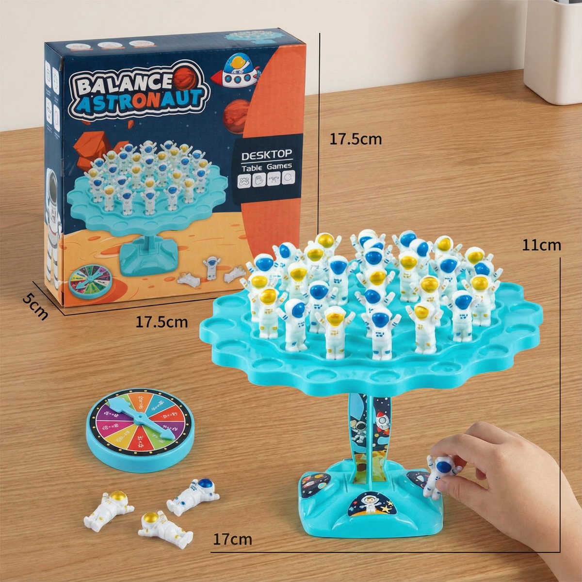Space Themed Stacking Game with Spinner and Dice for Balance Training