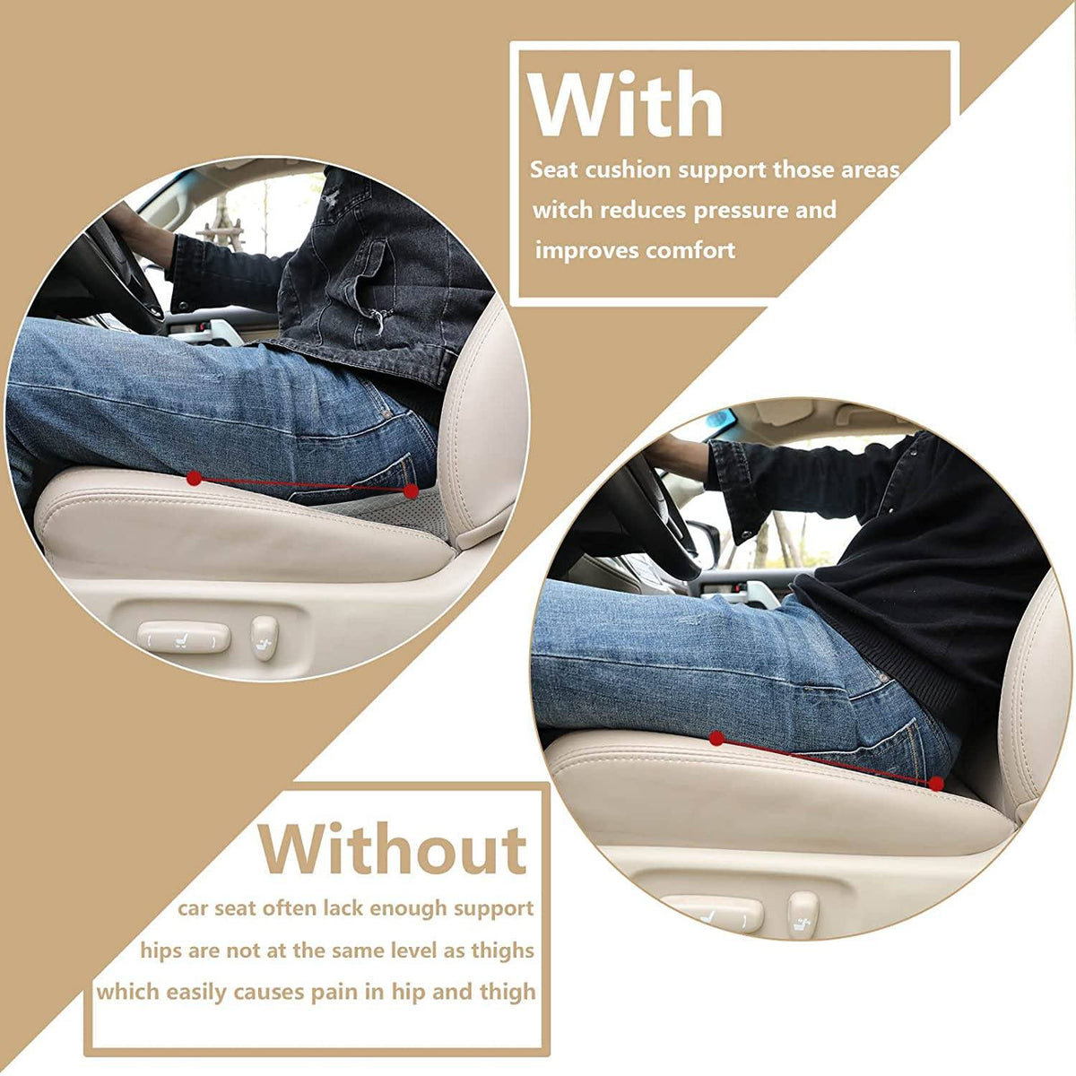 Seat Cushion with Memory Foam and 3.5 Inch Lift Height, Breathable Cover