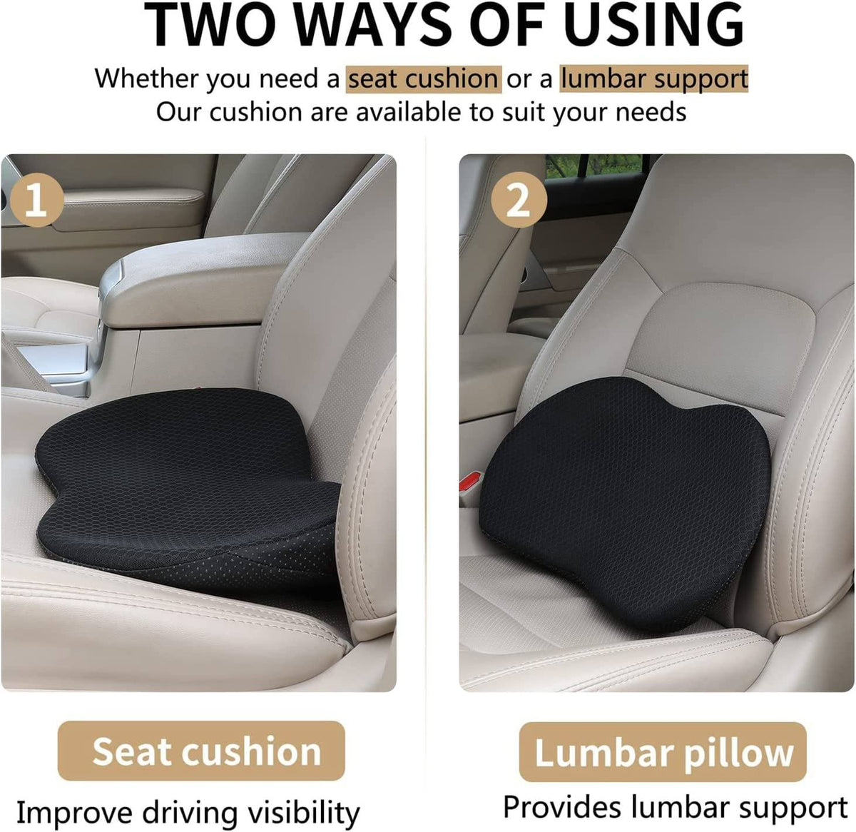 Seat Cushion with Memory Foam and 3.5 Inch Lift Height, Breathable Cover
