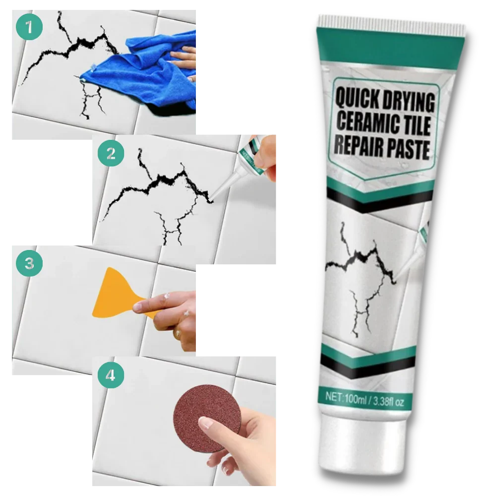 Tile and Grout Repair Paste with Scraper and Sandpaper for Ceramic Surfaces