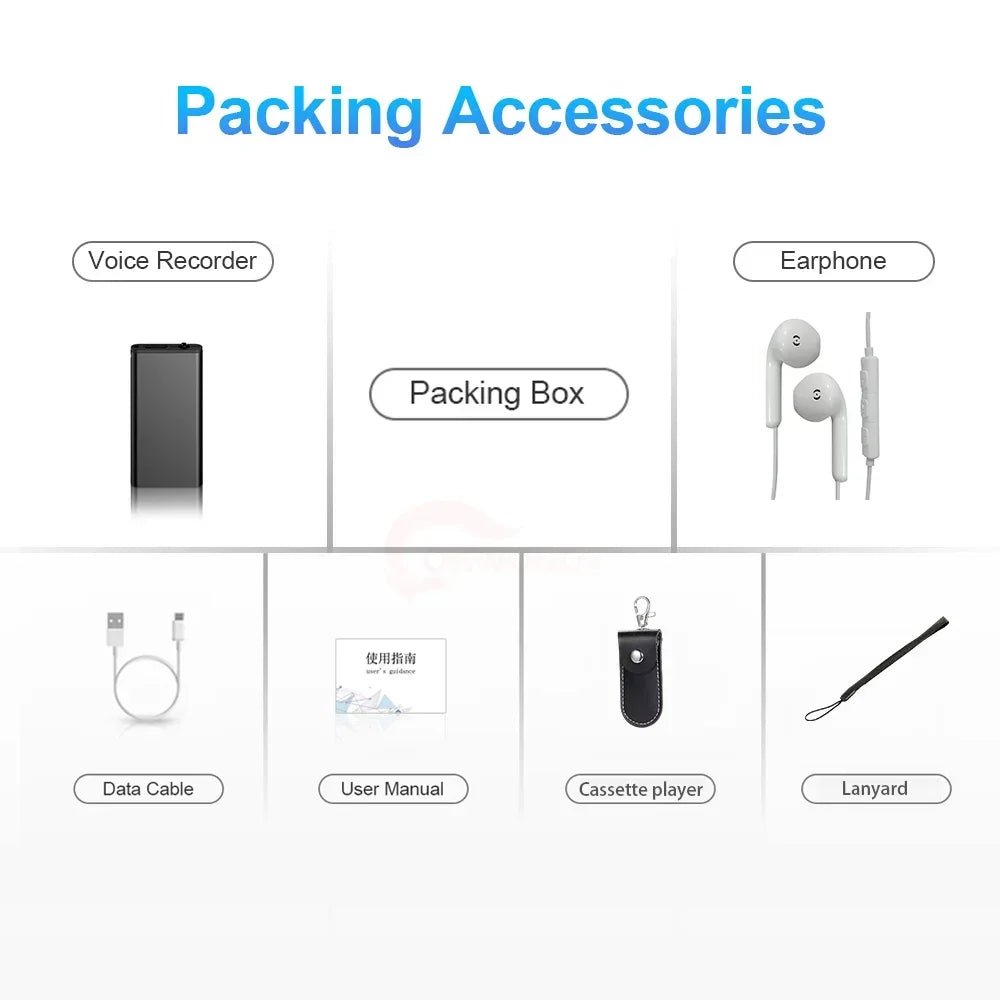 Portable Voice Recorder with Noise Reduction and 96 Hour Storage