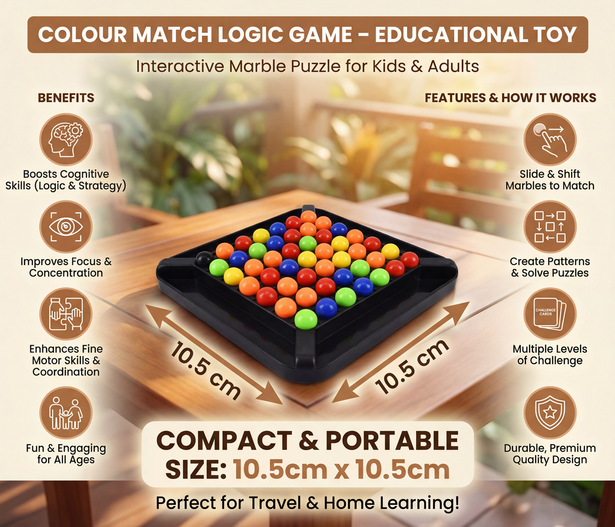 Marble Sorting Puzzle with Color Pattern Matching and Logic Training