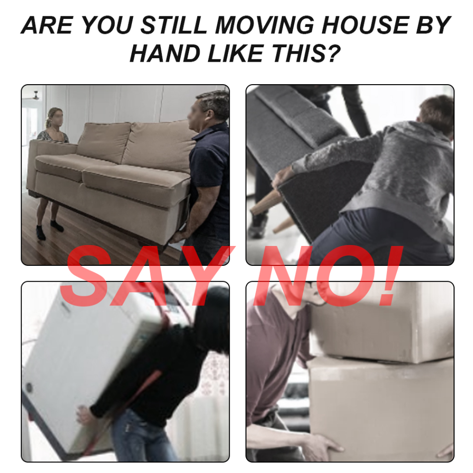 Rotating Furniture Pads with Lifting Bar and 360-Degree Wheels, Non-Marking