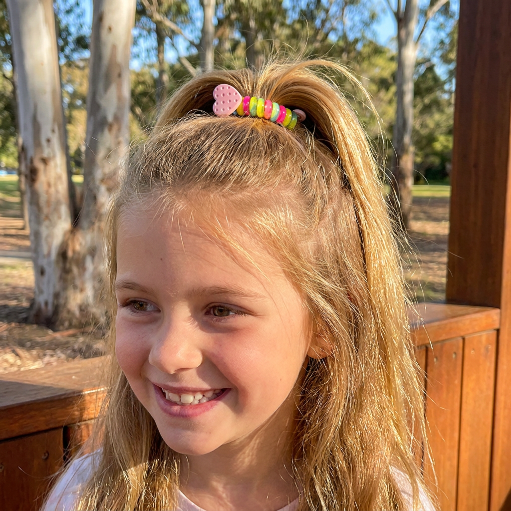 Spiral Hair Ties for Kids with Printed Character Designs and Grip Hold