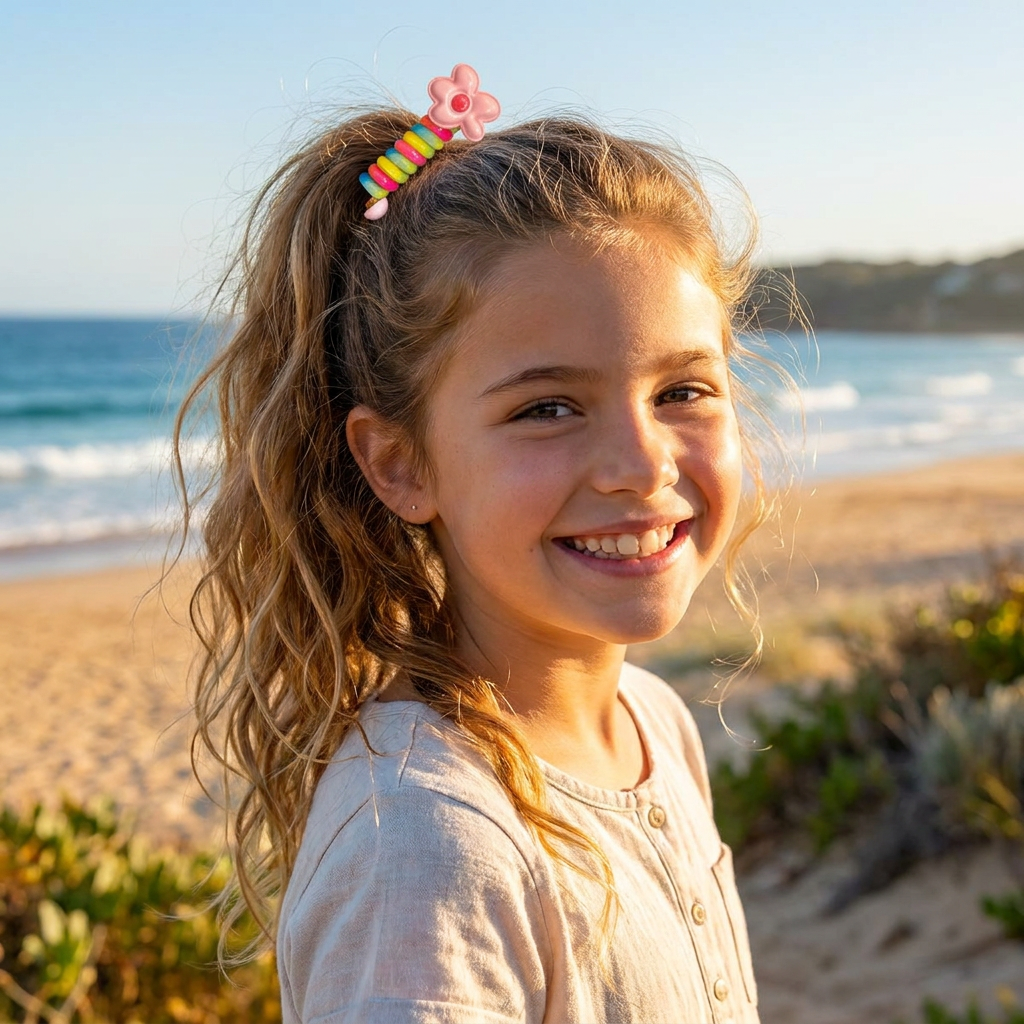 Spiral Hair Ties for Kids with Printed Character Designs and Grip Hold