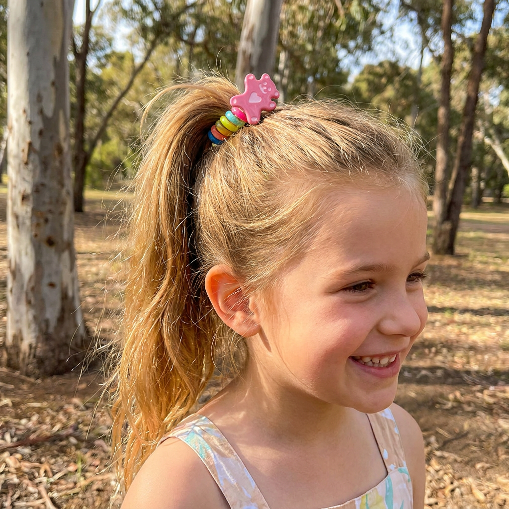 Spiral Hair Ties for Kids with Printed Character Designs and Grip Hold