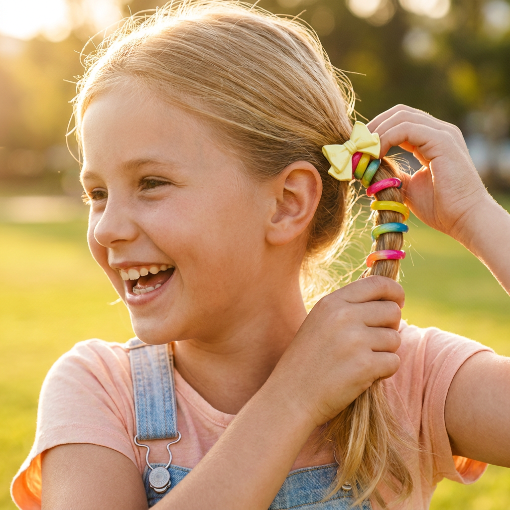 Spiral Hair Ties for Kids with Printed Character Designs and Grip Hold