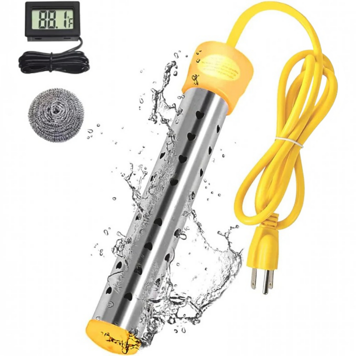 Immersion Water Heater with Stainless Steel Coil and Safety Guard