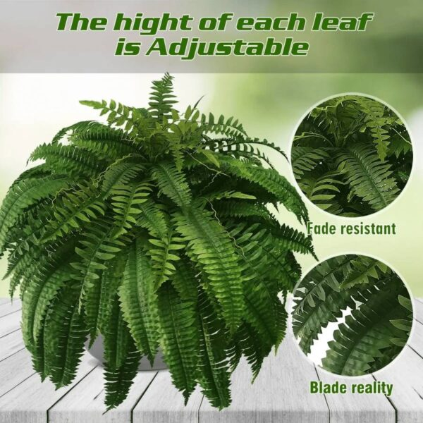 Artificial Boston Fern with Flexible Stems for Planters, Hanging Baskets and Decorative Pots