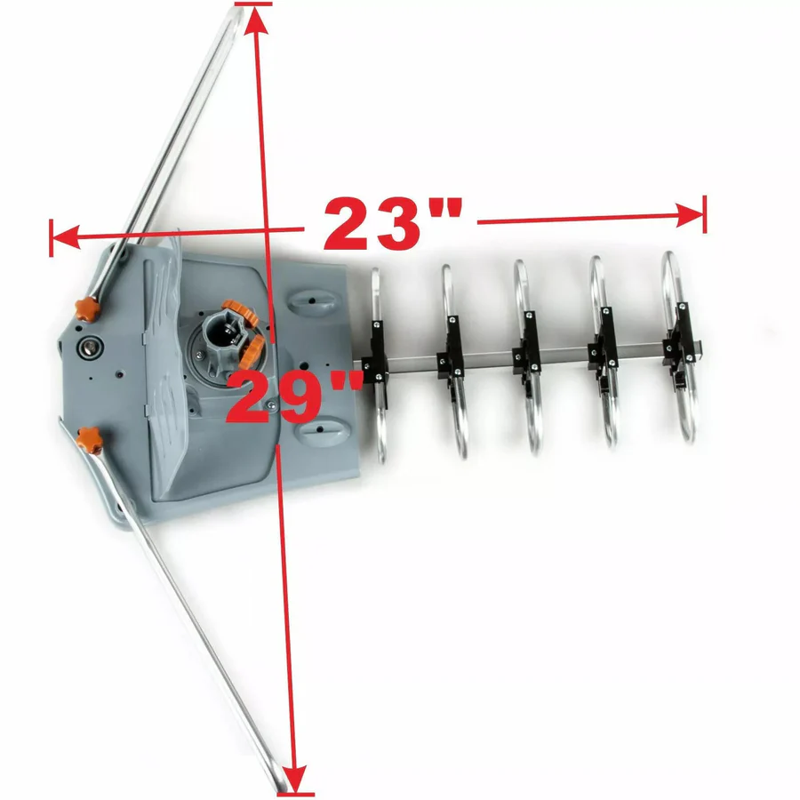 Motorized Outdoor TV Antenna with 360 Degree Rotation Remote and Steel Pole Mount