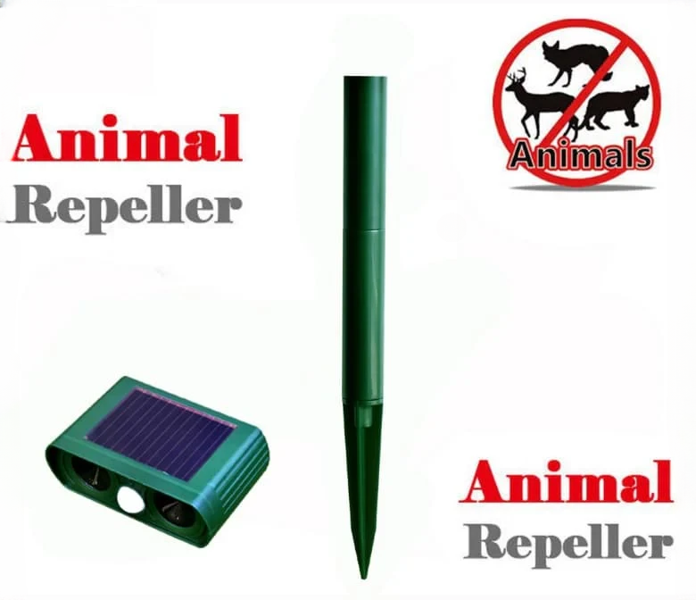 Motion Sensing Animal Repeller with Solar Power and Ultrasonic Sound, LED Flash