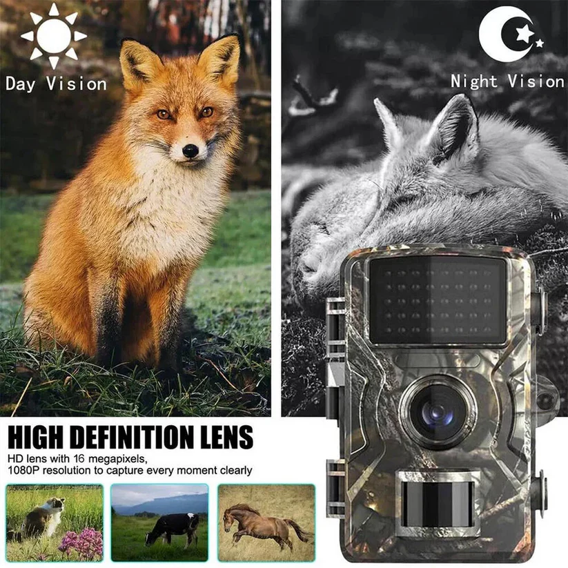 Outdoor Wildlife Camera with 16MP Infrared Night Vision and 1080P Video