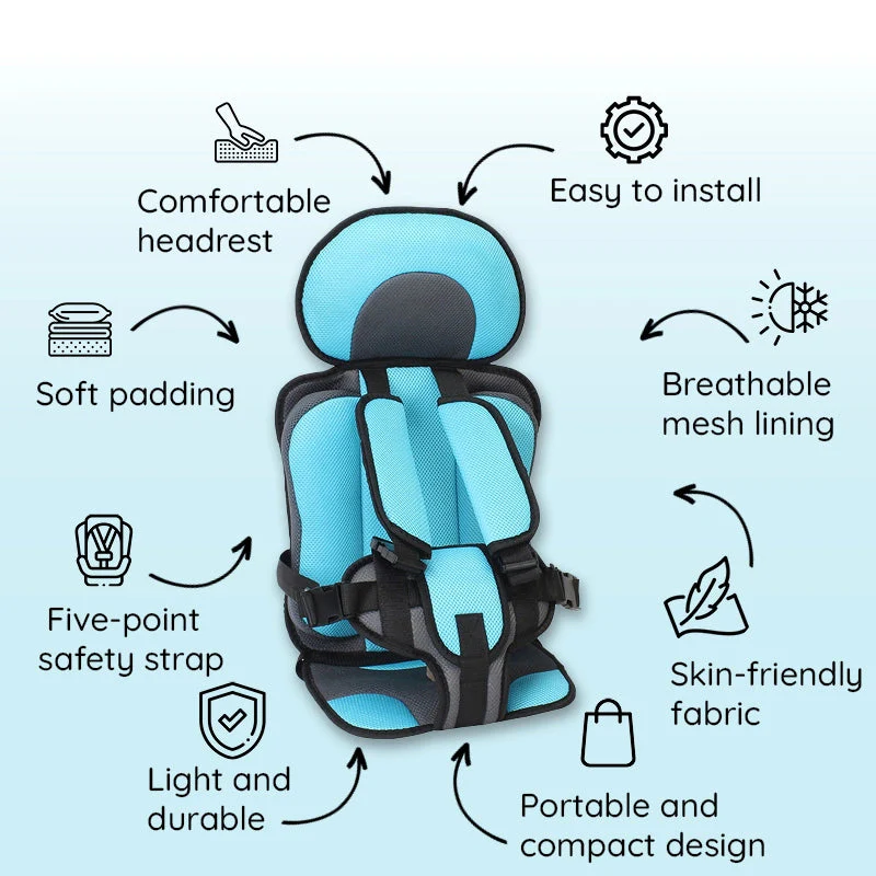 Child Car Seat Cushion with Five Point Harness and Foam Padding