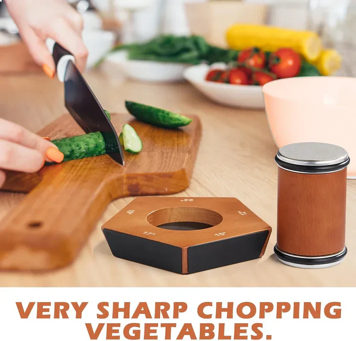 Rolling Knife Sharpener Kit with Diamond Coated Disc, Angle Guide, and Anti Slip Base