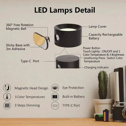 Adjustable Wall Mount Light with Touch Control and Three Color Temperatures