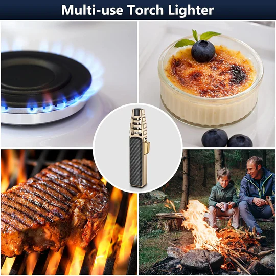 Butane Torch with Adjustable Flame Control and Windproof Blue Flame