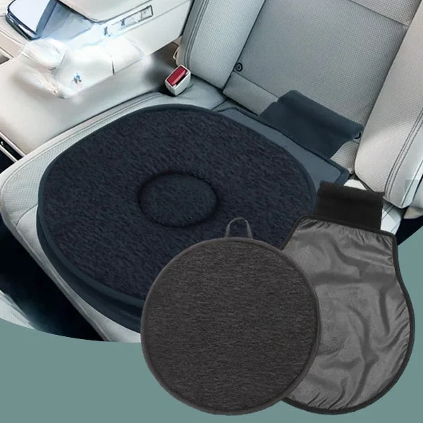 Swivel Seat Cushion with 360-Degree Rotation and Foam Padding for Cars and Office Chairs
