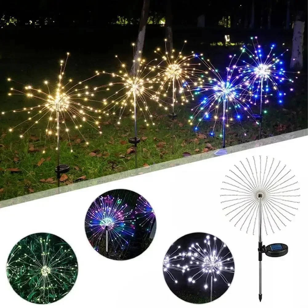Solar Firework Lights with 60 LEDs and Dual Lighting Modes for Garden Display