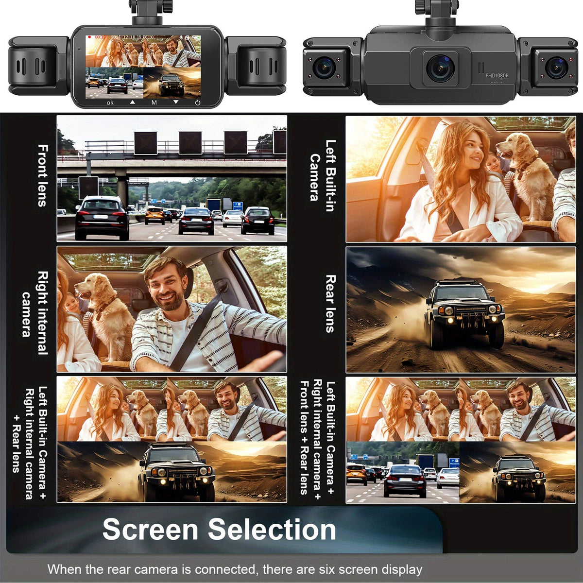 Four Camera Dash Cam System with Infrared Night Vision and Wireless App Control