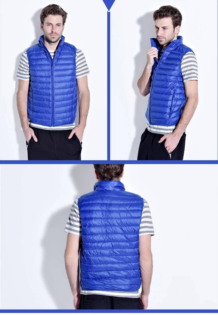 Packable Down Vest with Water Resistant Shell and Stand Collar, Machine Washable