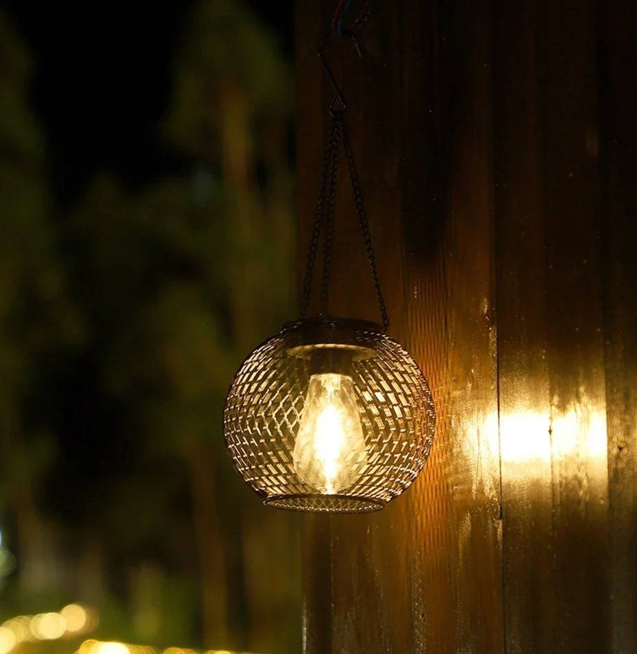 Solar Hanging Lantern with Automatic Light Sensor and 14-Hour Runtime, Warm 3000K LED