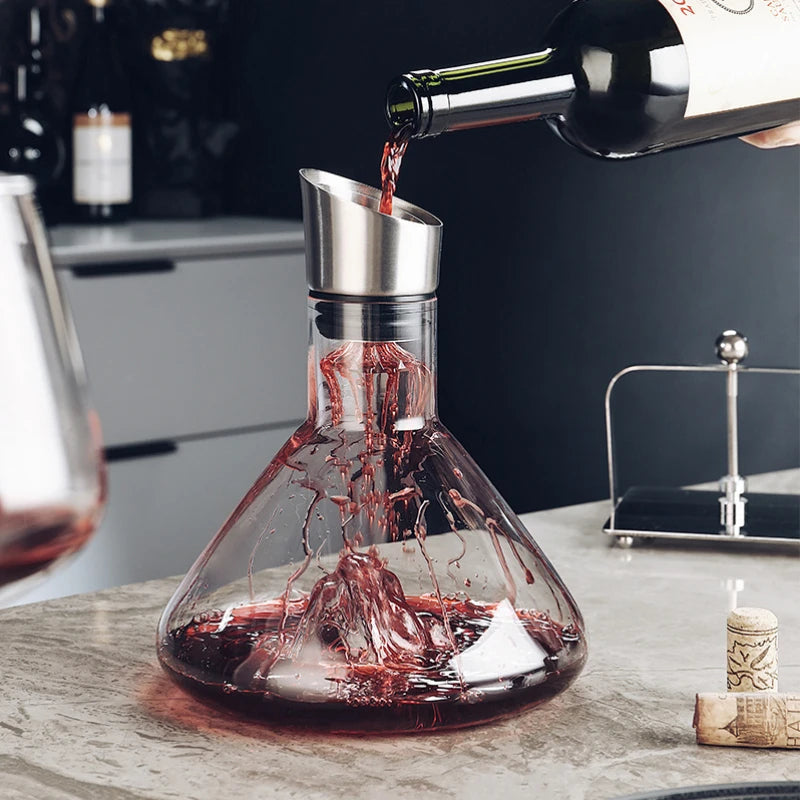 Crystal Wine Decanter with 12-Channel Aeration System and Sediment Filter, 1500ml
