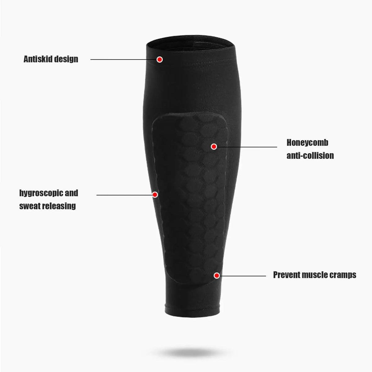 Honeycomb Shin Guards with Compression Support and Moisture Wicking Weave