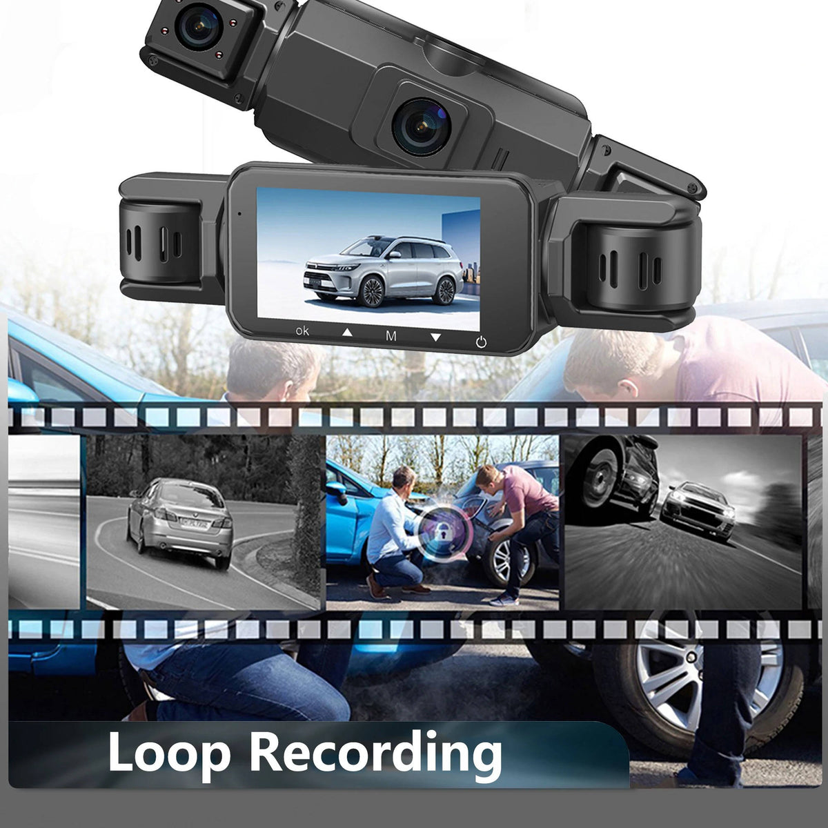 Four Camera Dash Cam System with Infrared Night Vision and Wireless App Control