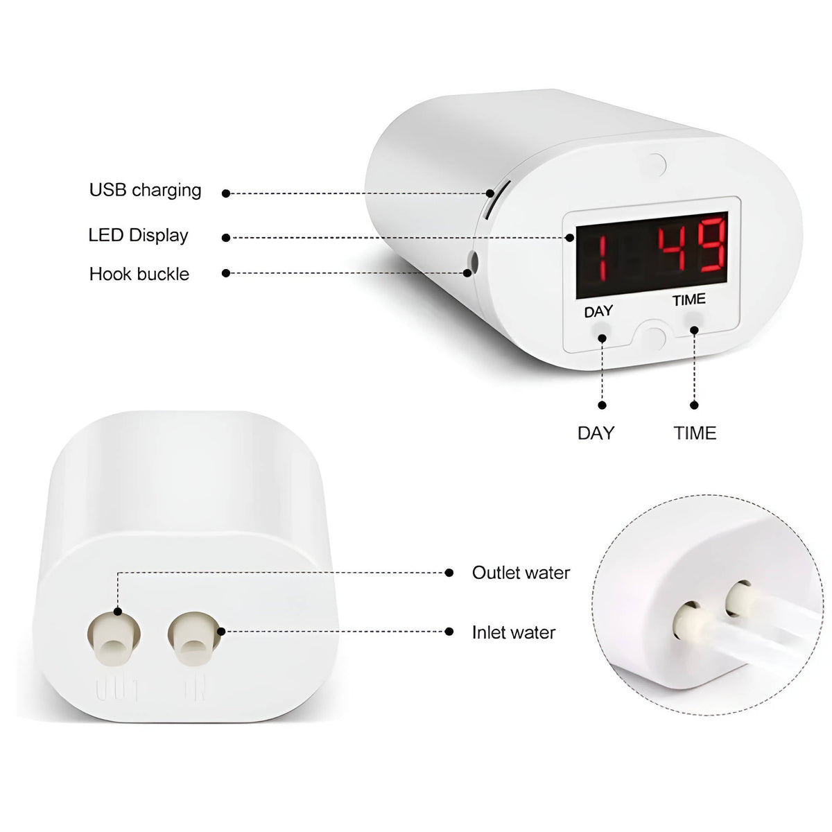 Plant Watering System with LCD Timer and USB Rechargeable Battery for 2-8 Pots