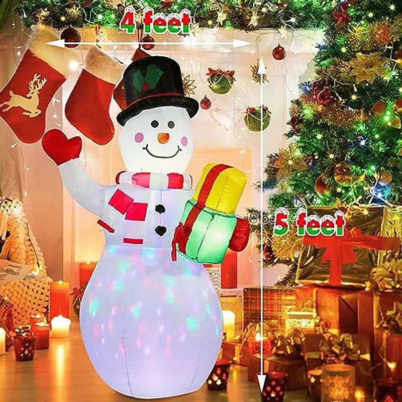 Inflatable Snowman Decoration with Rotating LED Lights and Electric Fan, 5 Feet All Vera Mart