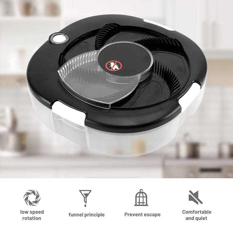 Automatic Fly Trap with Rotating Sweep Arm and USB Charging, 72-Hour Battery