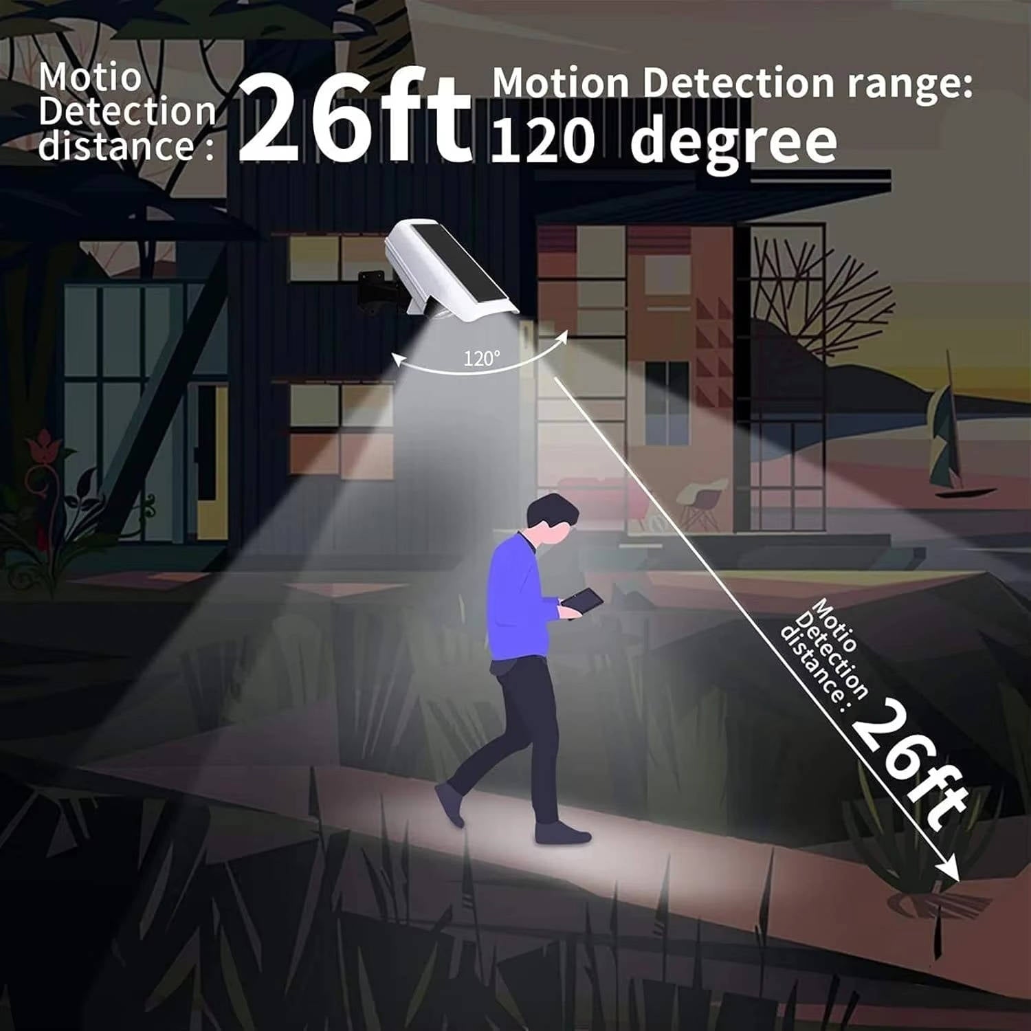 Solar Motion Sensor Floodlight with 2000 Lumens and 360 Degree Rotation, IP65 Waterproof - Alverraliving
