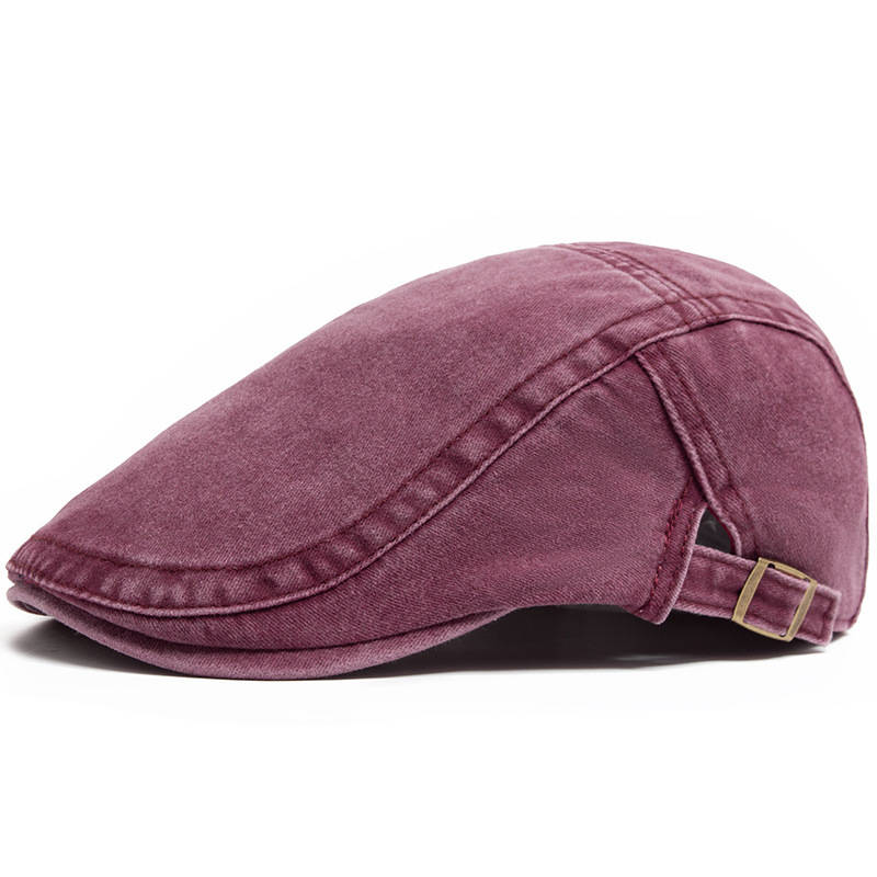 Newsboy Flat Cap with Adjustable Interior Band and Distressed Denim Finish