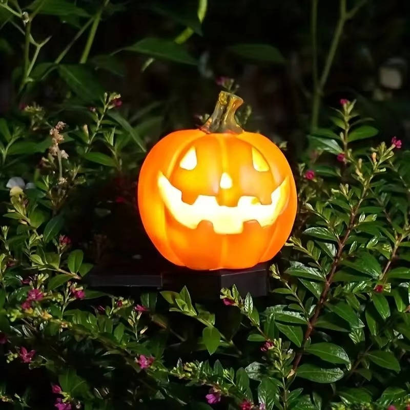 Solar Pumpkin Pathway Lights with Warm White LED and Auto Dusk Sensor