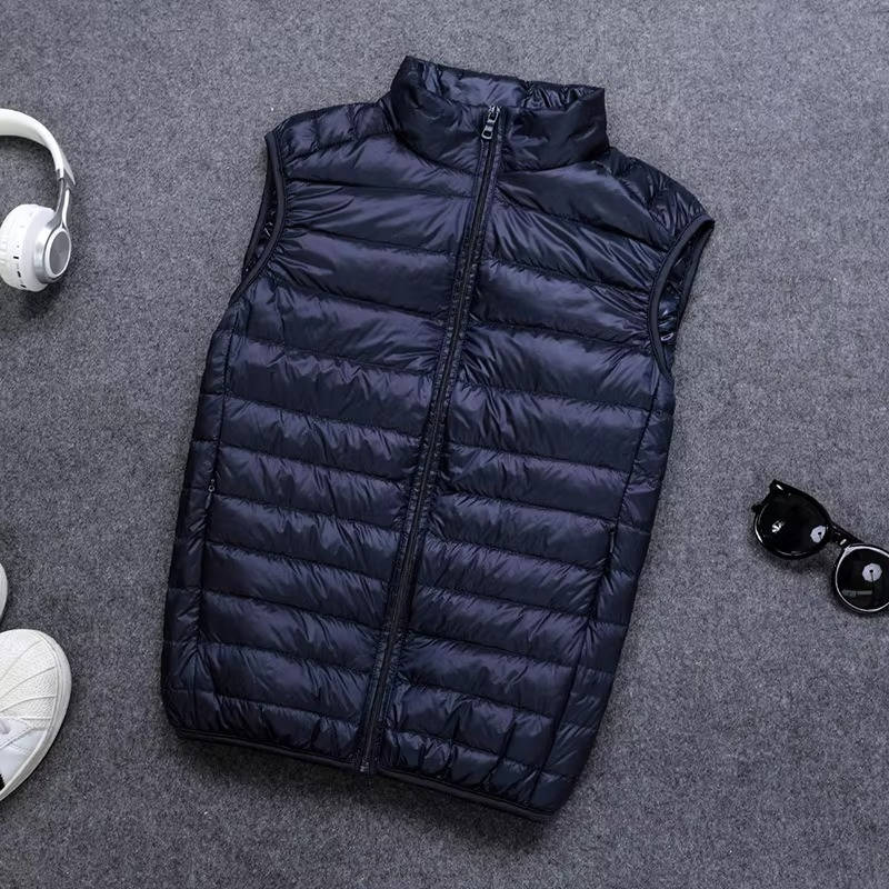 Packable Down Vest with Water Resistant Shell and Stand Collar, Machine Washable