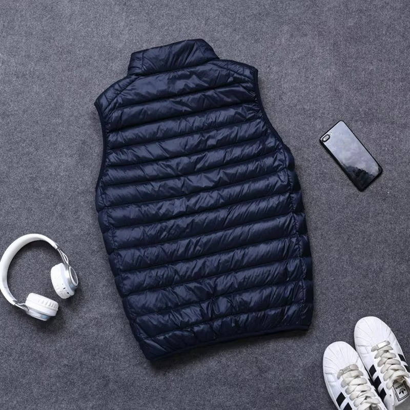 Packable Down Vest with Water Resistant Shell and Stand Collar, Machine Washable