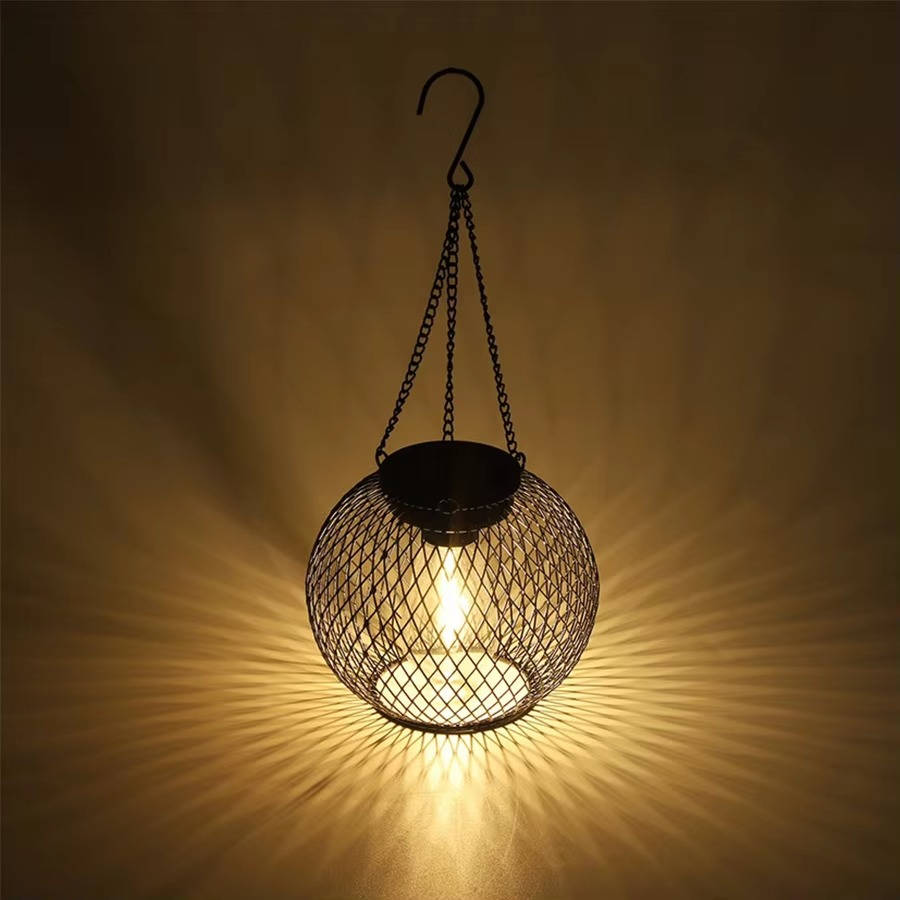 Solar Hanging Lantern with Automatic Light Sensor and 14-Hour Runtime, Warm 3000K LED