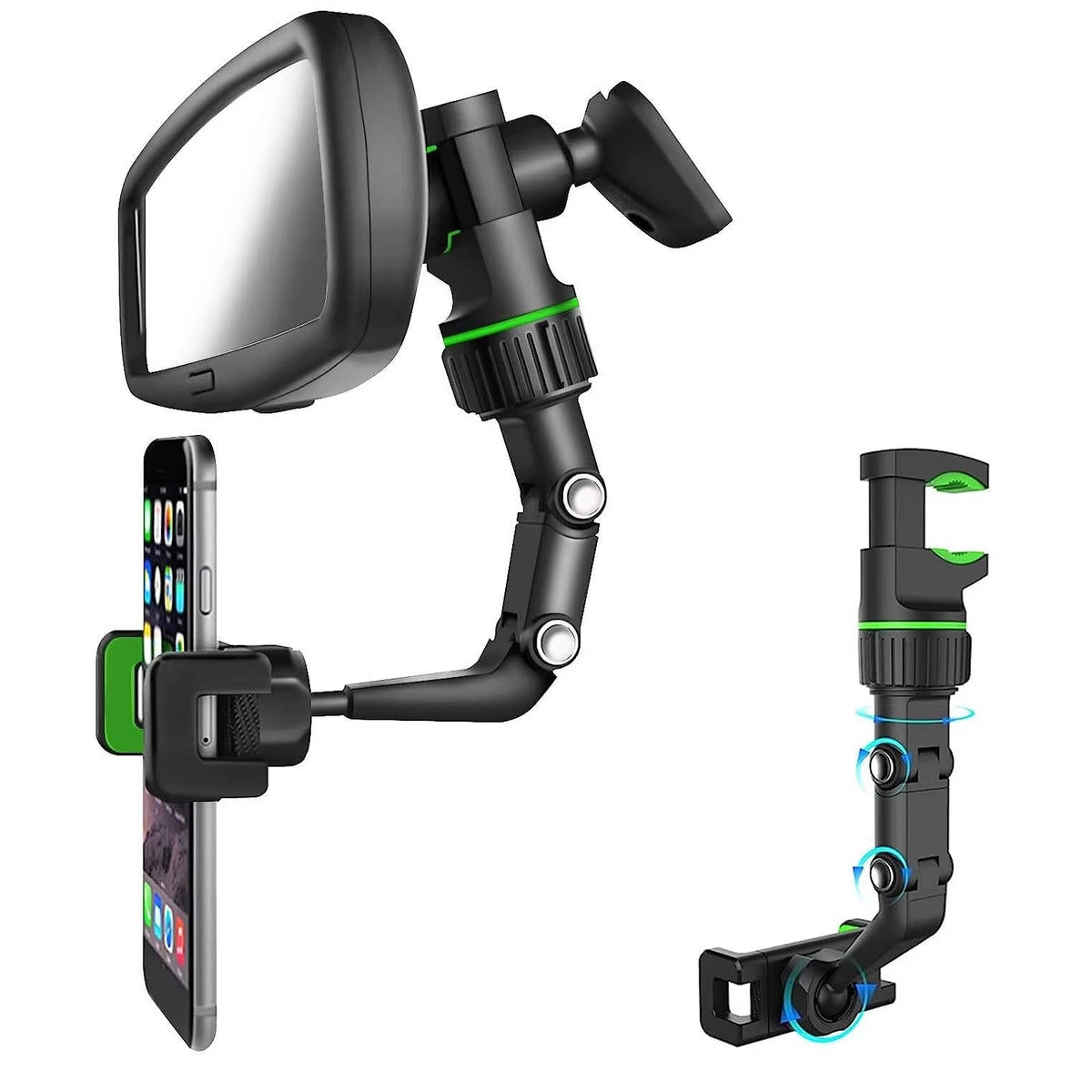 Rearview Mirror Phone Mount with 360 Degree Rotation and Silicone Grip