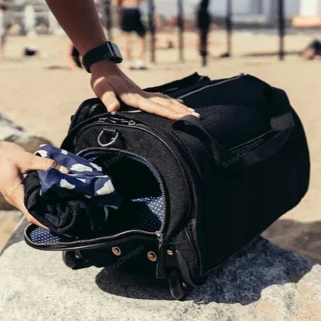 Garment Bag with Telescoping Handle and Shoe Compartment, Three Carry Modes