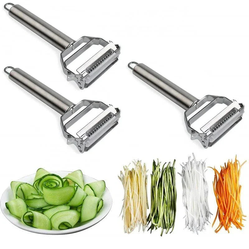 Stainless Steel Vegetable Peeler with Julienne Blade and Dual-Function Design