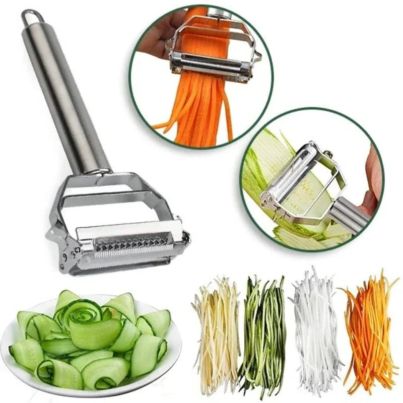 Stainless Steel Vegetable Peeler with Julienne Blade and Dual-Function Design