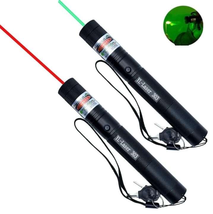 Dual Beam Laser Pointer with Adjustable Focus and Safety Lock, Rechargeable