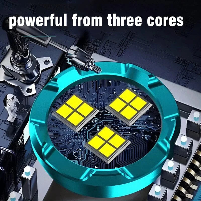 Three LED Rechargeable Flashlight with Five Modes and 656ft Range