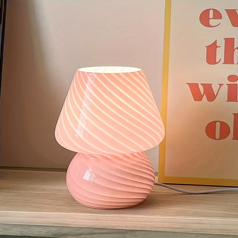 Hand Blown Glass Mushroom Lamp with Stepless Dimming and Integrated LED