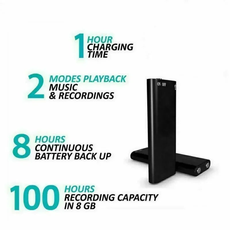 Portable Voice Recorder with Noise Reduction and 96 Hour Storage